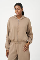 Women's Knit Hooded Zip-Up Long Sleeve Sweatshirt | M