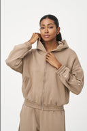 Women's Knit Hooded Zip-Up Long Sleeve Sweatshirt | M