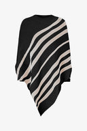 Women's Knit Striped Mock-Neck Poncho | M