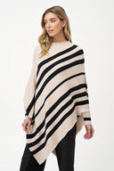 Women's Knit Striped Mock-Neck Poncho | M