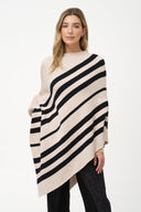 Women's Knit Striped Mock-Neck Poncho | M