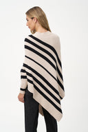 Women's Knit Striped Mock-Neck Poncho | M