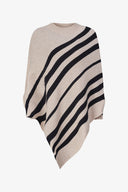 Women's Knit Striped Mock-Neck Poncho | M