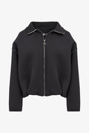 Women's Knit Shirt Collar Zip-Up Jacket | M