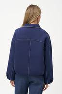 Women's Knit Shirt Collar Zip-Up Jacket | M
