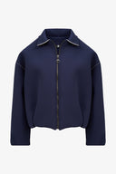 Women's Knit Shirt Collar Zip-Up Jacket | M