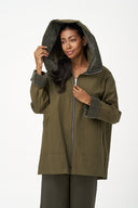 Women's Woven Zip-Up Long Sleeve Jacket | M