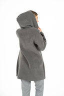 WOMEN'S WOVEN DOUBLE-SPACER FLEECE COAT, WITH LONG SET-IN SLEEVES, PATCH POCKETS, A FRONT ZIPPER CLOSER AND A HOOD