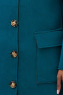 Women's Woven Mid-Length Hooded Button-Down Coat with Patch Pockets