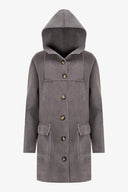 Women's Woven Mid Length Button Down Coat | M