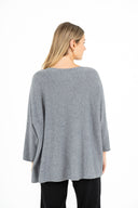 WOMEN'S KNIT WIDE-NECK TUNIC LENGTH SWEATER, WITH 3/4TH LENGTH SLEEVES
