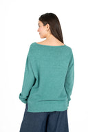 WOMEN'S V-NECK TEXTURED SWEATER, WITH A DROPPED SHOULDER, LONG SLEEVES, A HI/LOW HEMLINE WITH SIDE SLITS
