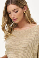 Women's Knit Boat-Neck Sweater with 3/4 Sleeves