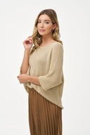 Women's Knit Boat-Neck Sweater with 3/4 Sleeves