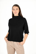 WOMEN'S DOUBLE-KNIT SWEATER, WITH A MOCC-NECK, ELBOW-LENGTH SLEEVES AND A DROPPED SHOULDER