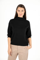 WOMEN'S DOUBLE-KNIT SWEATER, WITH A MOCC-NECK, ELBOW-LENGTH SLEEVES AND A DROPPED SHOULDER