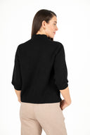 WOMEN'S DOUBLE-KNIT SWEATER, WITH A MOCC-NECK, ELBOW-LENGTH SLEEVES AND A DROPPED SHOULDER