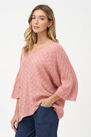 Women's Knit V-Neck Sweater with Long Sleeves