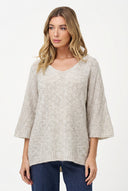Women's Knit V-Neck Sweater with Long Sleeves