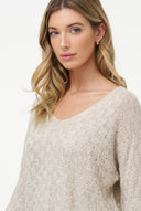 Women's Knit V-Neck Sweater with Long Sleeves