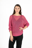 WOMEN'S KNIT BOAT-NECK SWEATER, WITH 3/4 LENGTH SLEEVES