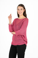 WOMEN'S KNIT BOAT-NECK SWEATER, WITH 3/4 LENGTH SLEEVES