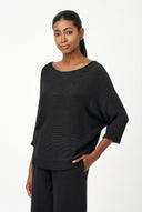 Women's Knit Boat-Neck Sweater with Long Sleeves