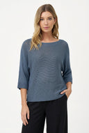 Women's Knit Boat-Neck Sweater with Long Sleeves