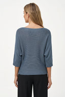 Women's Knit Boat-Neck Sweater with Long Sleeves