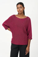 Women's Knit Boat-Neck Sweater with Long Sleeves