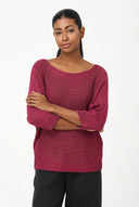 Women's Knit Boat-Neck Sweater with Long Sleeves