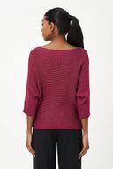 Women's Knit Boat-Neck Sweater with Long Sleeves