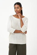Women's Knit Boat-Neck Sweater with Long Sleeves