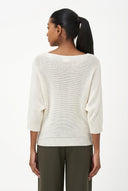 Women's Knit Boat-Neck Sweater with Long Sleeves