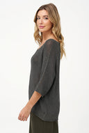 Women's Knit V-Neck Sweater with 3/4 Sleeves