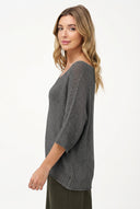 Women's Knit V-Neck Sweater with 3/4 Sleeves