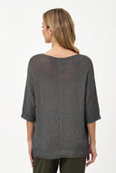 Women's Knit V-Neck Sweater with 3/4 Sleeves