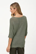 Women's Knit V-Neck Sweater with 3/4 Sleeves