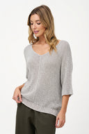 Women's Knit V-Neck Sweater with 3/4 Sleeves