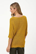 Women's Knit V-Neck Sweater with 3/4 Sleeves