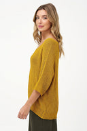 Women's Knit V-Neck Sweater with 3/4 Sleeves