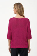 Women's Knit V-Neck Sweater with 3/4 Sleeves