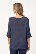 Women's Knit V-Neck Sweater with 3/4 Sleeves