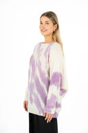 WOMEN'S PRINTED KNIT BOAT-NECK TUNIC LENGTH SWEATER, WITH LONG SLEEVES AND A DROPPED SHOULDER