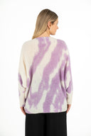 WOMEN'S PRINTED KNIT BOAT-NECK TUNIC LENGTH SWEATER, WITH LONG SLEEVES AND A DROPPED SHOULDER
