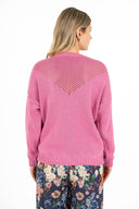 WOMEN'S BOAT-NECK SWEATER, WITH LARGE POINTELLE DETAILING IN A V-SHAPED DESIGN, LONG SLEEVES WITH A DROPPED SHOULDER