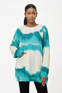 Women's Crew-Neck Sweater, Spray-Paint Art & Oversized Patch Pocket