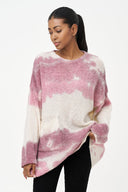 Women's Crew-Neck Sweater, Spray-Paint Art & Oversized Patch Pocket