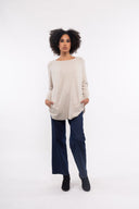 Women’s Knit Long Sleeve Sweater. Composition: 50% Viscose, 28% Polyamide, 12% Wool and 10% Angora. 