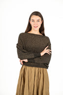 WOMEN'S KNIT BOAT-NECK LONG SLEEVE SWEATER, WITH BAT-SLEEVES
